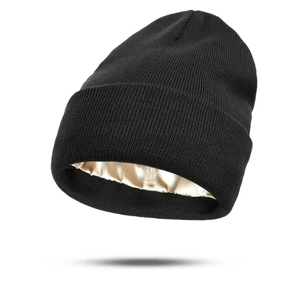 Warmelle - Satin-Lined Winter Beanie – Soft Warm Knit Hat