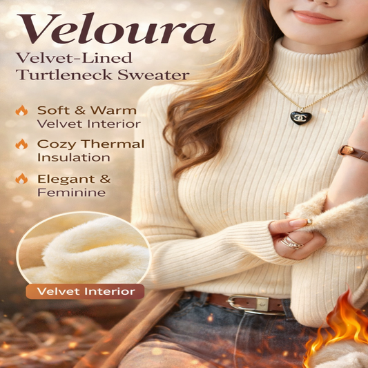 Veloura Velvet-Lined Turtleneck Sweater