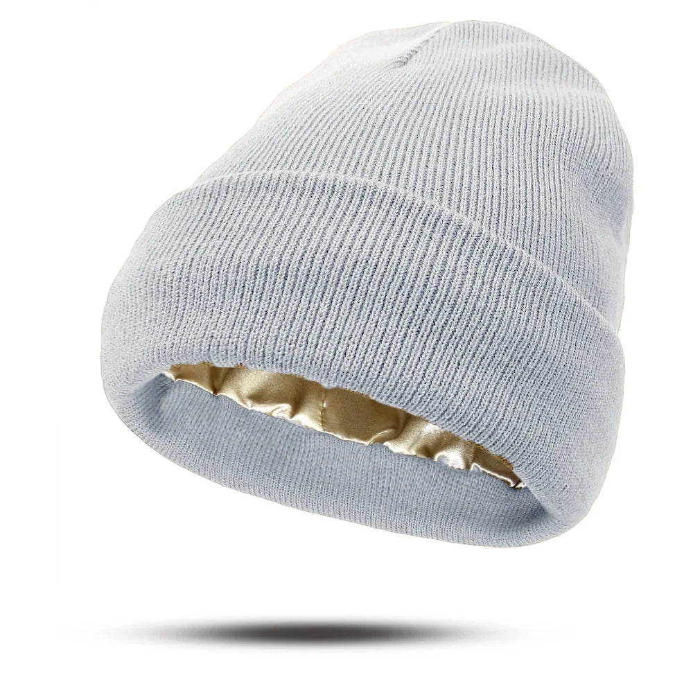 Warmelle - Satin-Lined Winter Beanie – Soft Warm Knit Hat