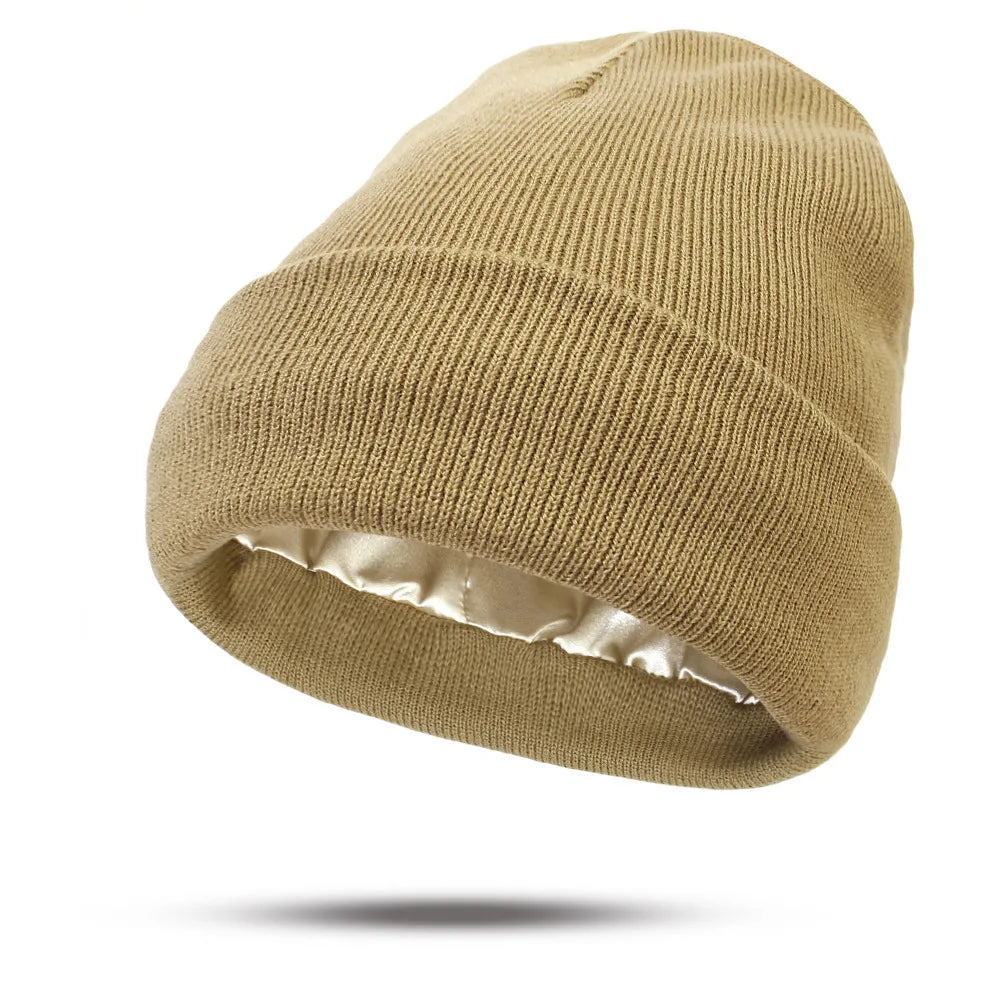 Warmelle - Satin-Lined Winter Beanie – Soft Warm Knit Hat