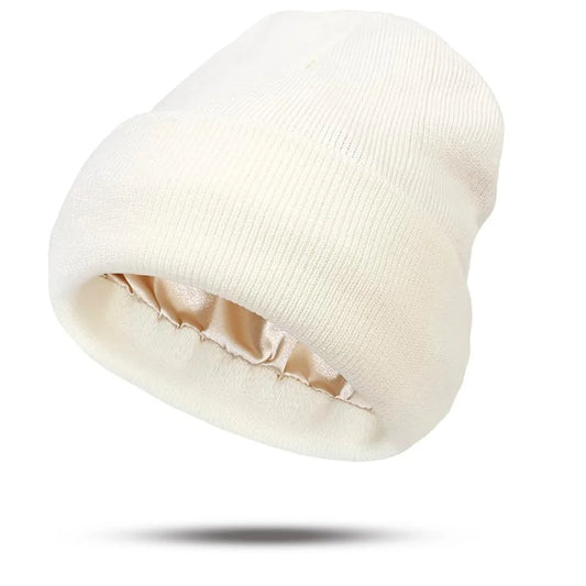 Warmelle - Satin-Lined Winter Beanie – Soft Warm Knit Hat