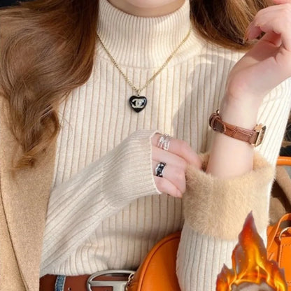Veloura Velvet-Lined Turtleneck Sweater